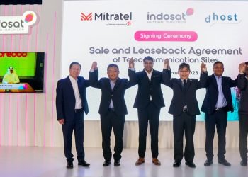 Penandatanganan perjanjian-perjanjian transaksi penjualan dan sewa kembali menara telekomunikasi, Foto: Redaksi
