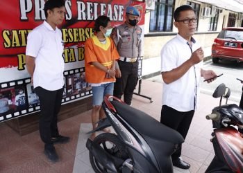 Press conference penangkapan tersangka curanmor SH di Mako Polresta Balikpapan, FOTO: Polisi Balikpapan dot com