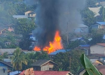 Kebakaran di Gunung Empat, Balikpapan Barat, Rabu. (FOTO: SS/PB)