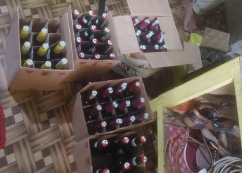 Minuman keras yang disita sebagai barang bukti. (Dok. Polsek Timur)