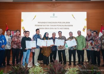 Penandatanganan perjanjian pemanfaatan tanah pengalokasian lahan ADP. (doc. Humas Otorita IKN)