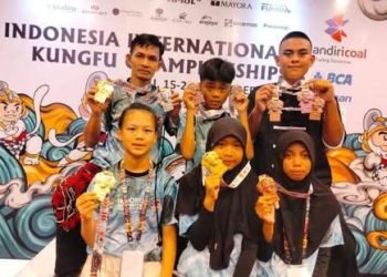Tim Wushu Kaltim berhasil menorehkan prestasi gemilang di ajang International Kungfu Championship 2024 di Bali. (doc. PB/AKTI)