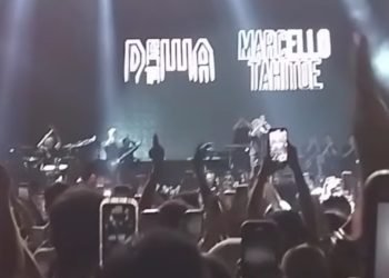 Tangkapan layar penampilan Dewa19 di Konser Pesta Rakyat Tasyakuran Pernikahan Putri Sulung Wali Kota Balikpapan. (doc. Istimewa)