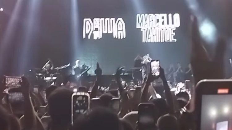 Tangkapan layar penampilan Dewa19 di Konser Pesta Rakyat Tasyakuran Pernikahan Putri Sulung Wali Kota Balikpapan. (doc. Istimewa)