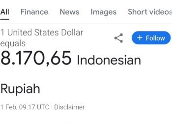 Tangkapan layar Google Finance menampilkan kurs rupiah terhadap Dollar AS menguat di angka Rp 8.170,65. (Dok. Istimewa)
