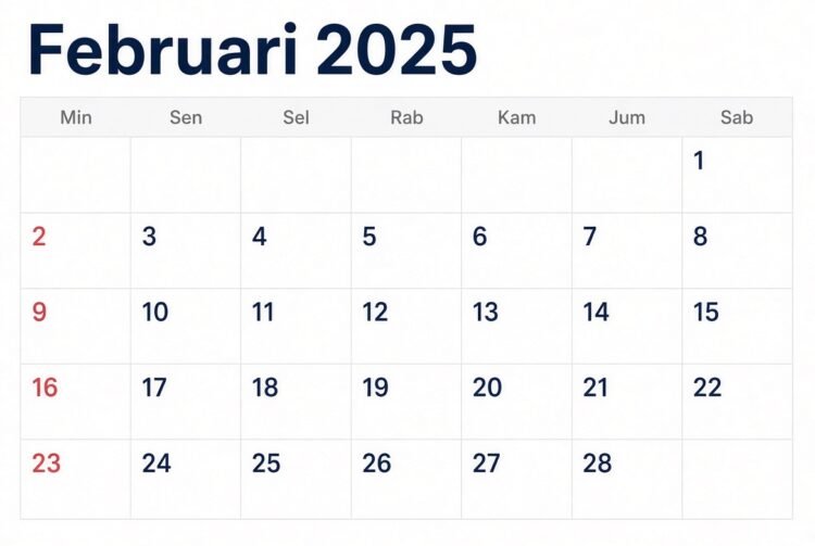 Kalender Februari 2025. (Dok. Grok AI)