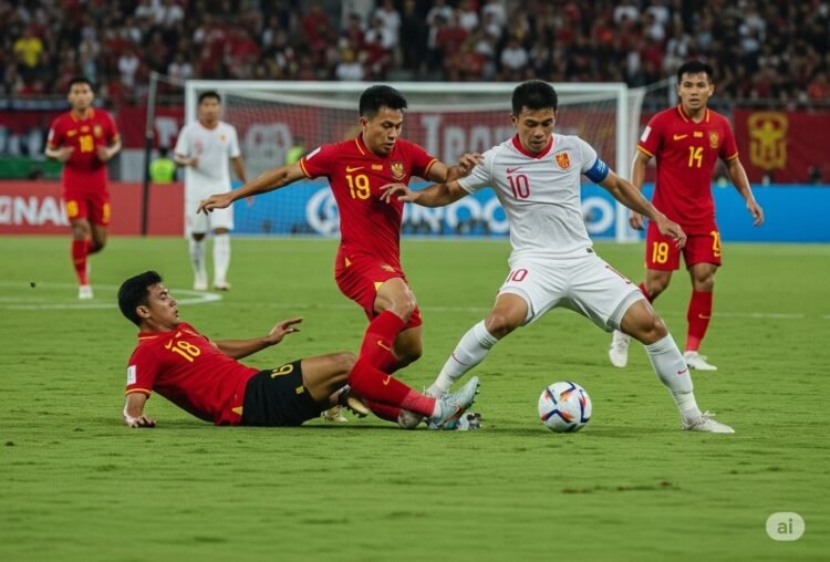 Ilustrasi pertandingan Timnas melawan China. (Dok. AI)