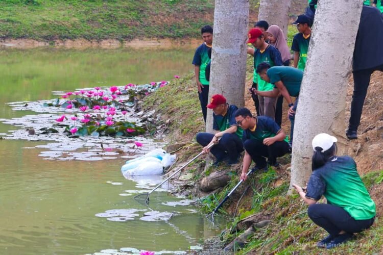 Sejumlah 500 kilogram ikan air tawar ditebar oleh Otorita IKN di Embung H, KIPP Nusantara. (Dok. Humas Otorita IKN)