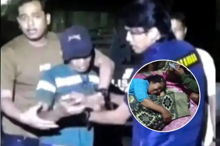 Tangkalan layar petugas mengamankan pelaku penikaman dua warga di Kecamatan Pallangga, Gowa. (Dok. Istimewa)