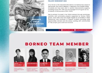 Materi publikasi Alumni AS Network menampilkan tim Borneo dan fasilitator program. (Dok. FR/PB)