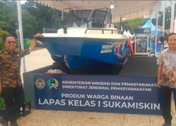 Kapal SB-6 karya warga binaan Lapas Kelas I Sukamiskin dipamerkan pada Indonesia International Motor Show 2026 di JIExpo Kemayoran, Jakarta, Februari 2026. (Dok. MT/PortalBalikpapan)