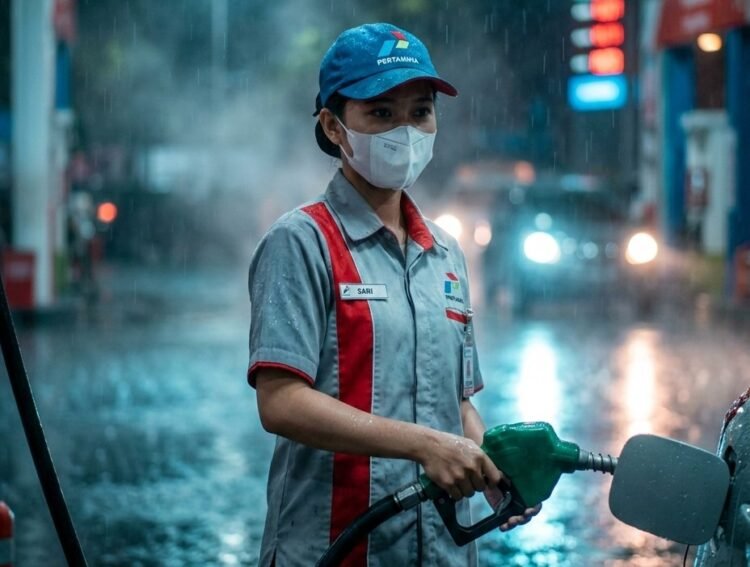 Ilustrasi Petugas SPBU. (Dok. AI)