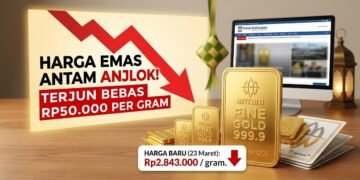 Infografis Emas Antam Anjlok. (Dok. AI)