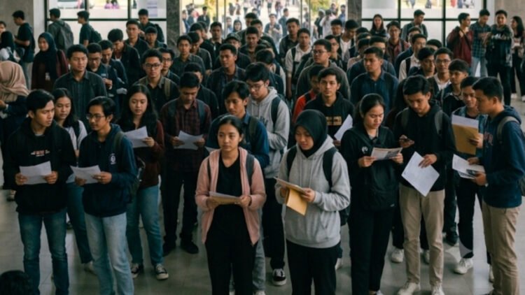 Ilustrasi calon mahasiswa tak melakukan daftar ulang karena berbagai persoalan. (Dok. AI)