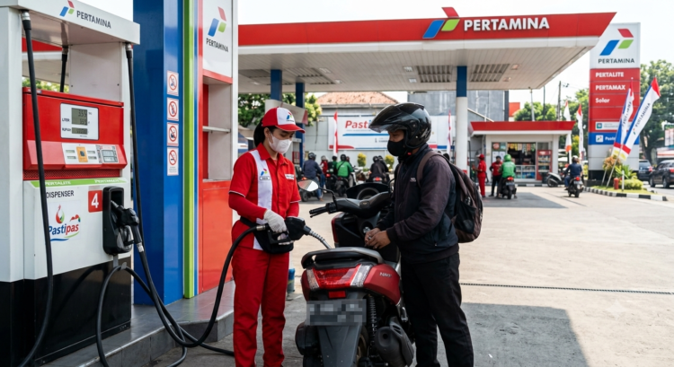 Ilustrasi petugas SPBU sedang melayani pelanggan. (Dok. AI)