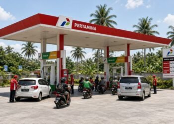 Ilustrasi pengisian BBM di SPBU Pertamina. (Dok. AI)