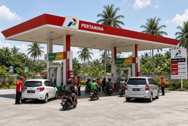 Ilustrasi pengisian BBM di SPBU Pertamina. (Dok. AI)